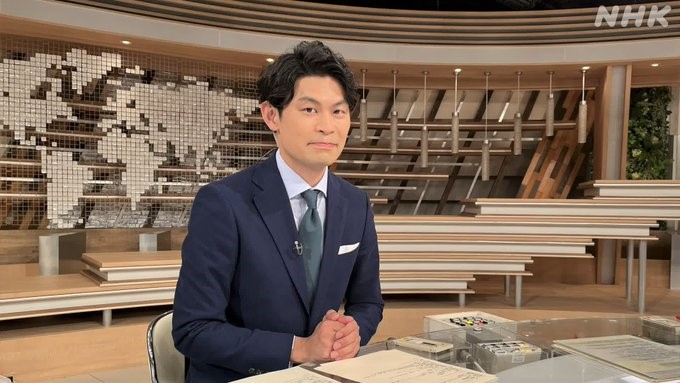 NHKの男性アナウンサー、栗原望（くりはらのぞむ）アナのアイキャッチ